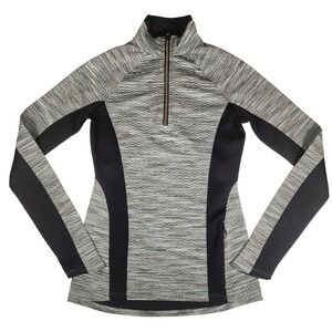 Athleta Half Zip Pullover Thumb Hole Running Top Women's XST Gray Black Quilted